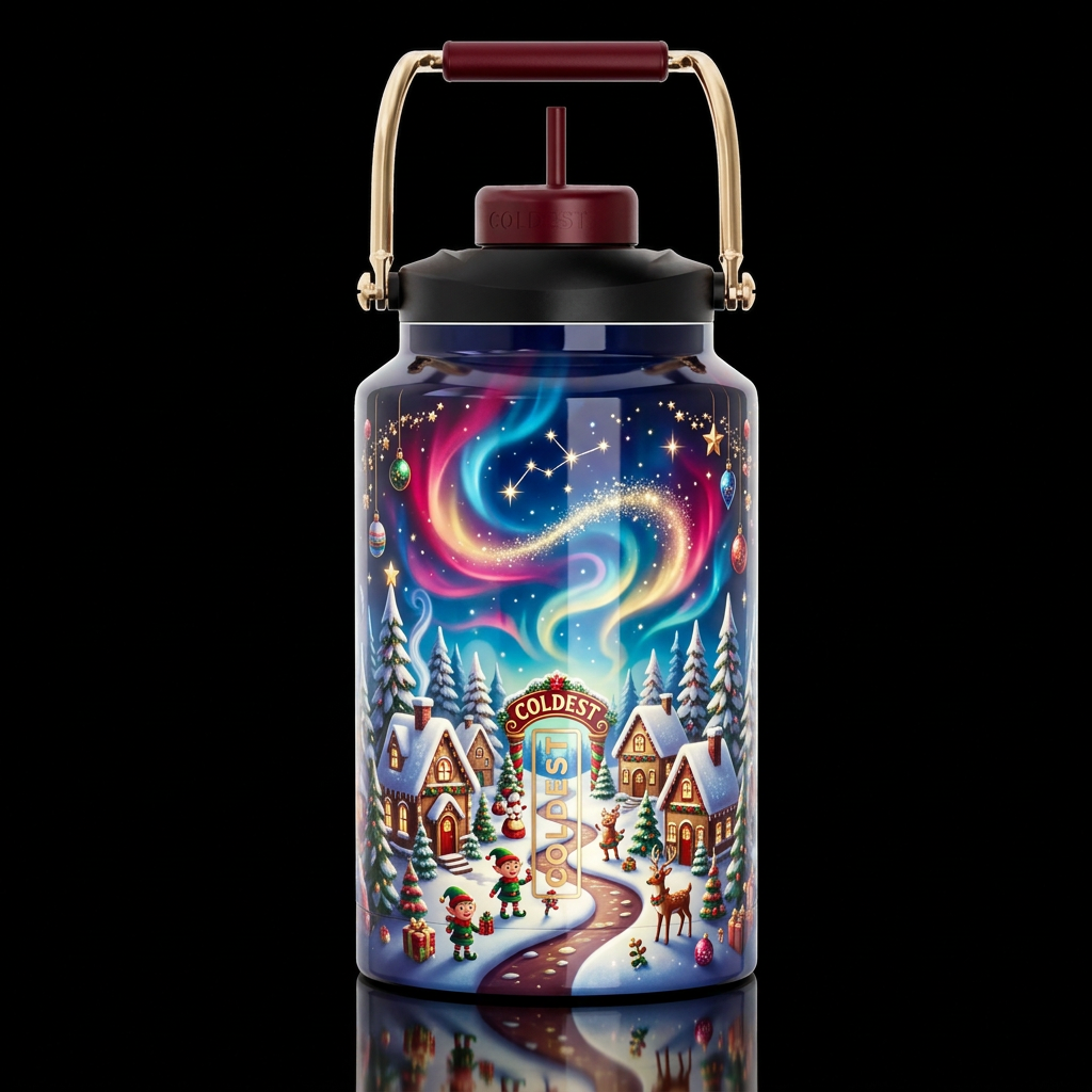 Wonderous  christmas, glossy, glowie, trompe-l'œil... water bottle design