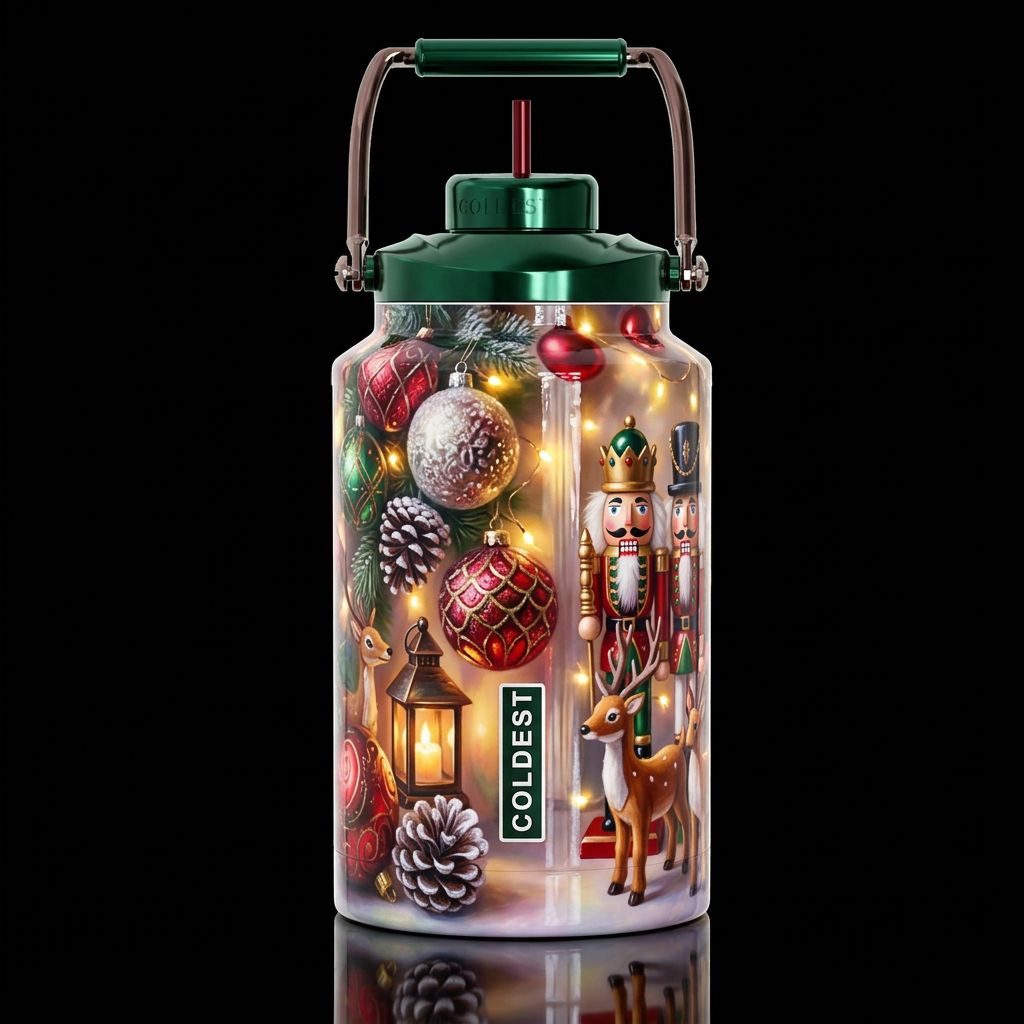 Wonderous  christmas, glossy, glowie, trompe-l'œil... water bottle design