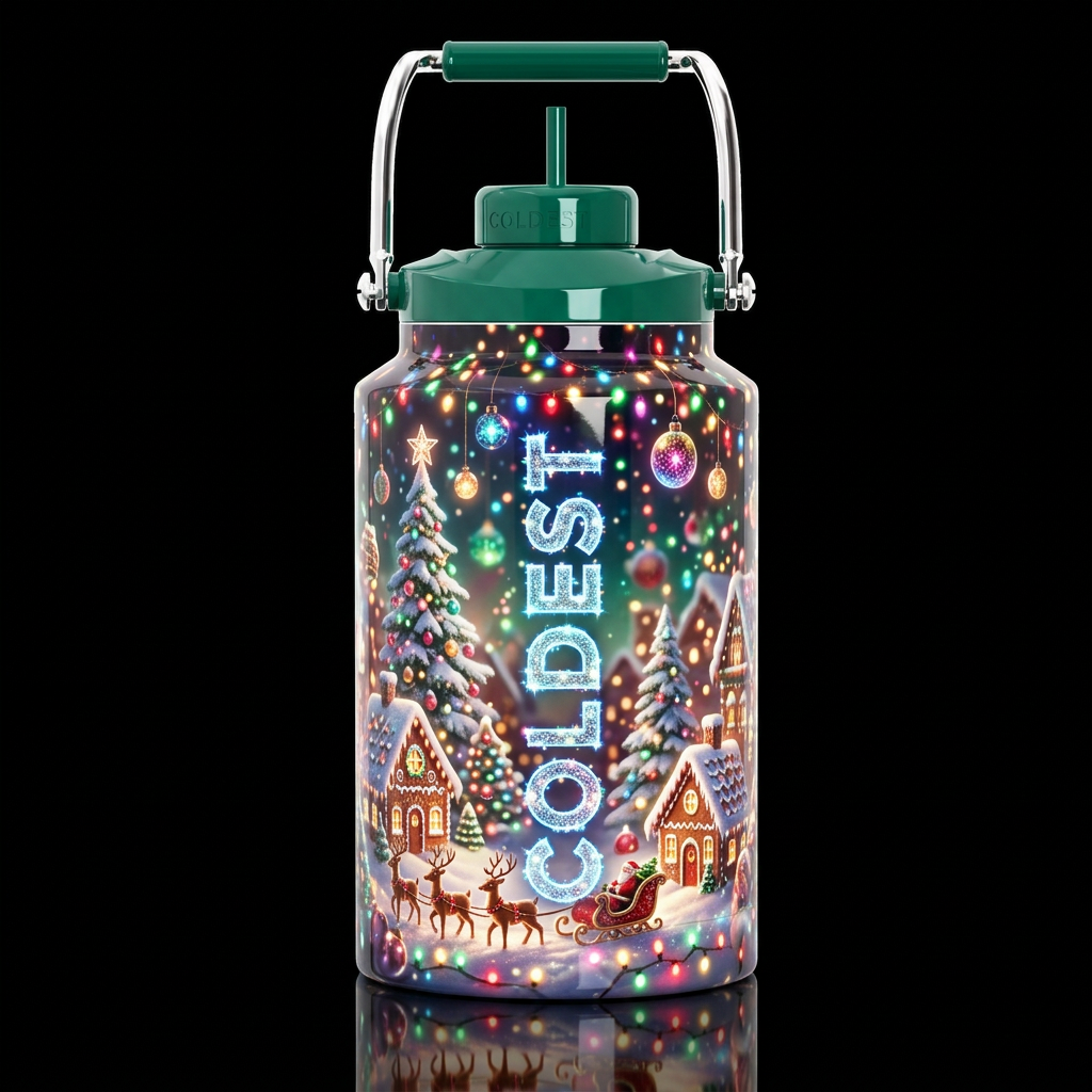 Wonderous  christmas, glossy, glowie, trompe-l'œil... water bottle design
