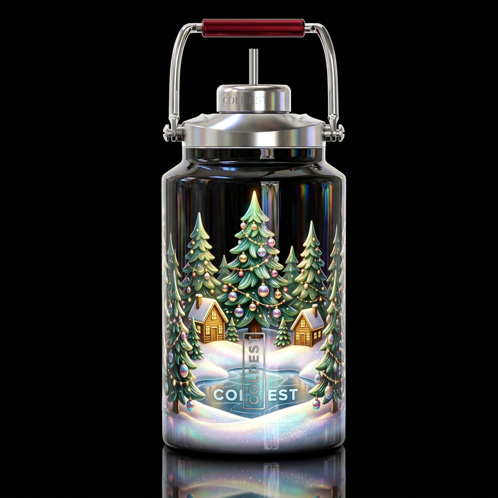 Wonderous  christmas, glossy, glowie, trompe-l'œil... water bottle design