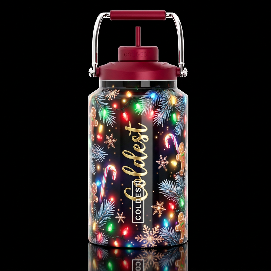 Wonderous  christmas, glossy, glowie, trompe-l'œil... water bottle design