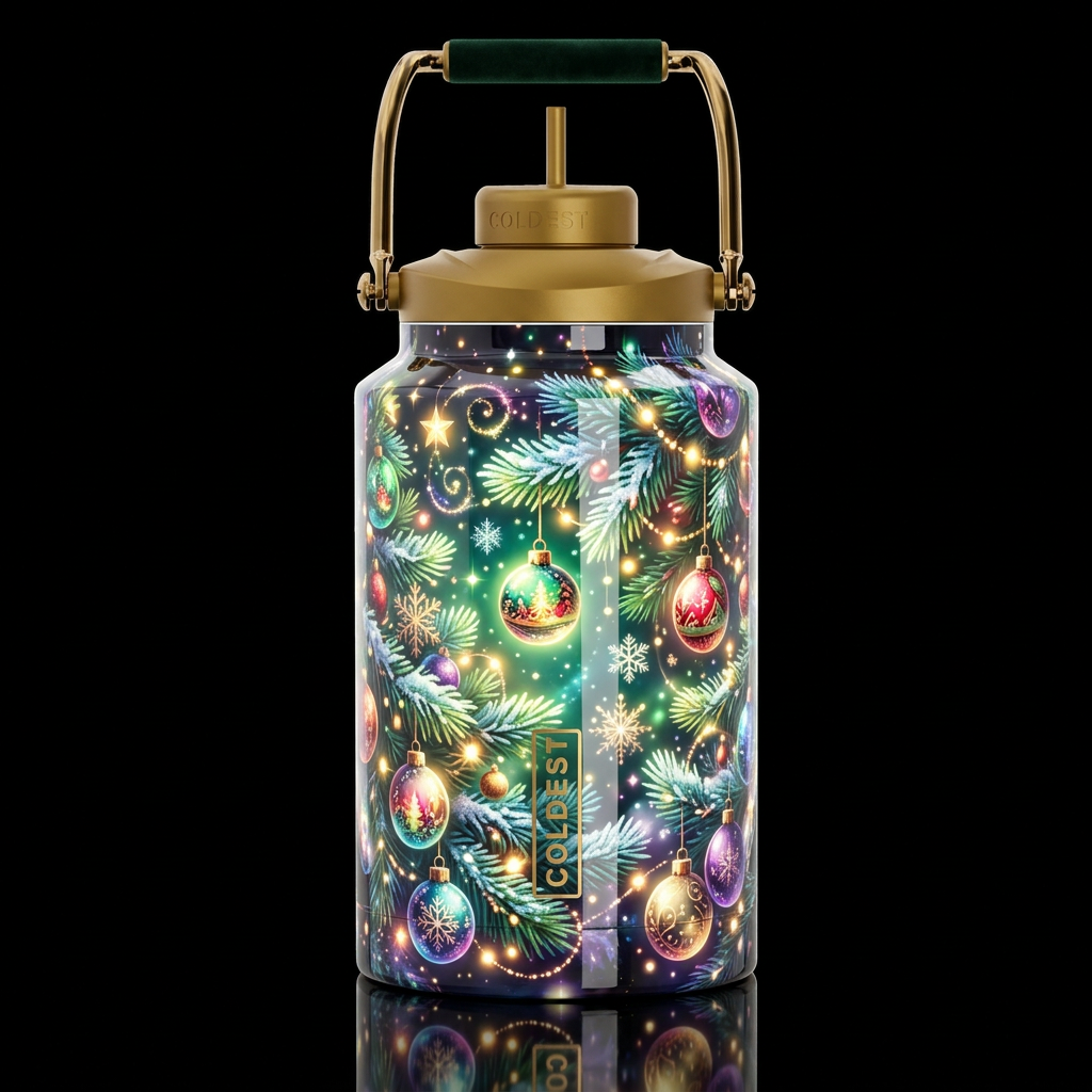 Wonderous  christmas, glossy, glowie, trompe-l'œil... water bottle design