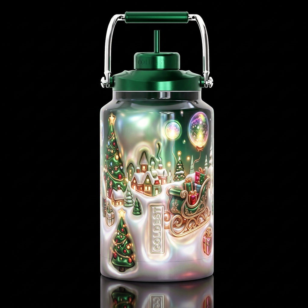 Wonderous  christmas, glossy, glowie, trompe-l'œil... water bottle design