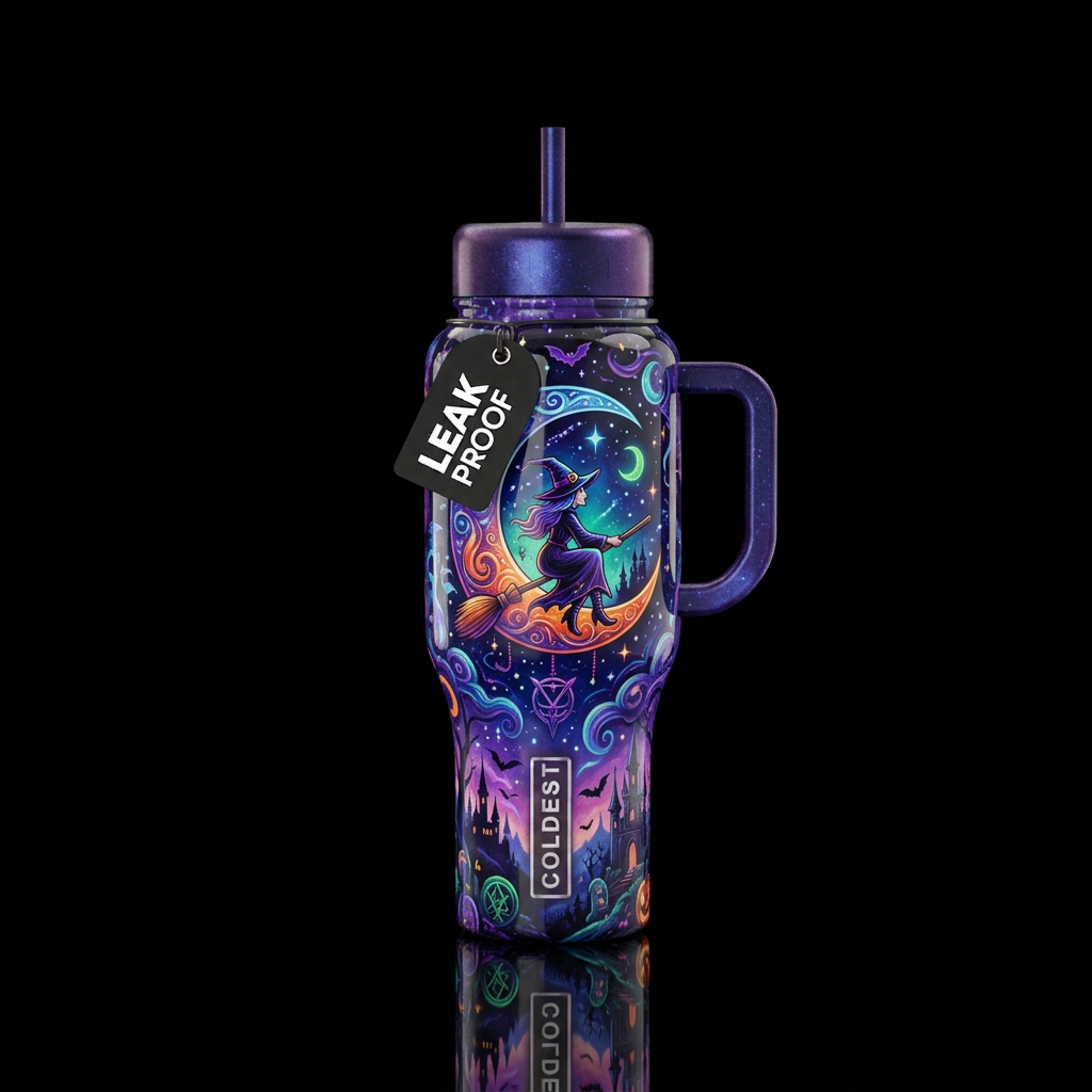 Crescent witch moon,, glossy, trompe-l'œil, beauti... water bottle design