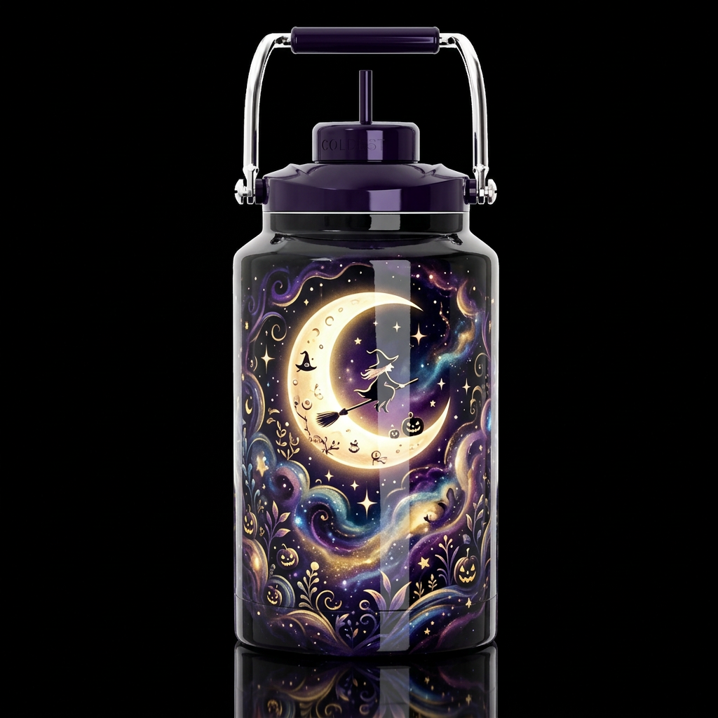 Crescent witch moon,, glossy, trompe-l'œil, beauti... water bottle design