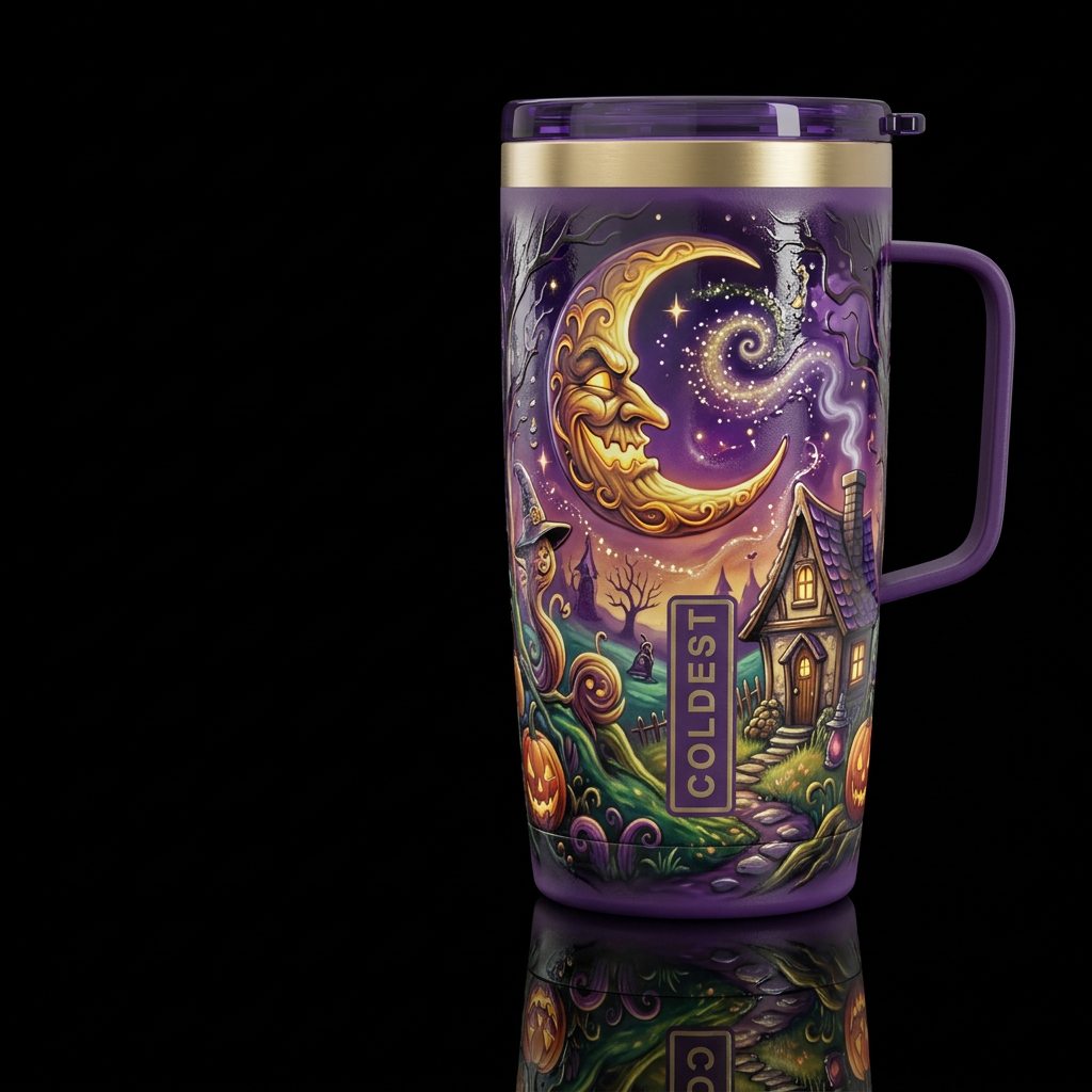 Crescent witch moon,, glossy, trompe-l'œil, beauti... water bottle design