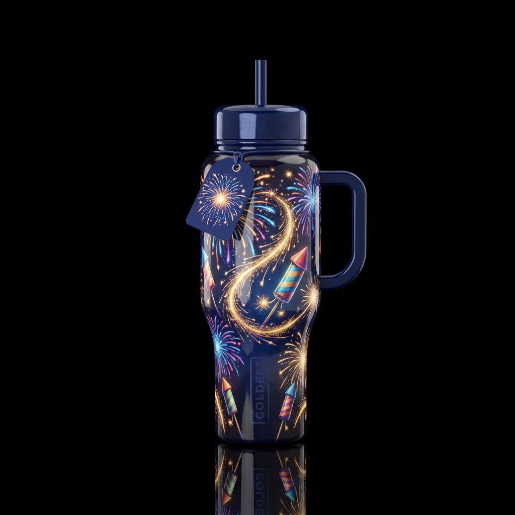 Sparkler fireworks bottle rockets,glossy, glowie, ... water bottle design