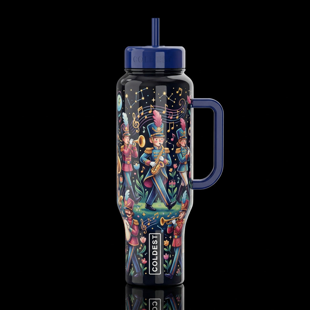 Full march band, glossy, trompe-l'œil, beautiferou... water bottle design