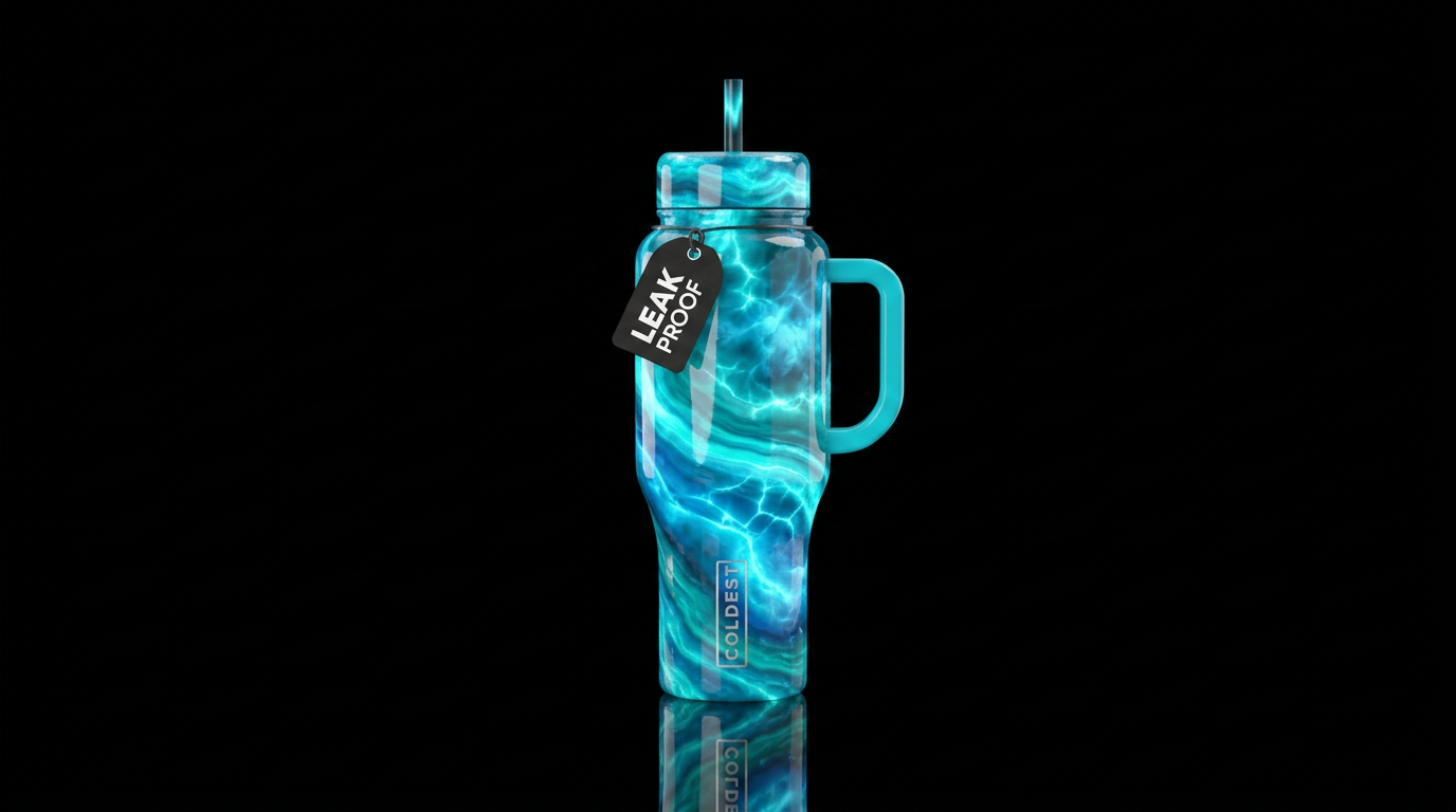 Liquid apatite, glossy, glowie, trompe-l'œil, beau... water bottle design