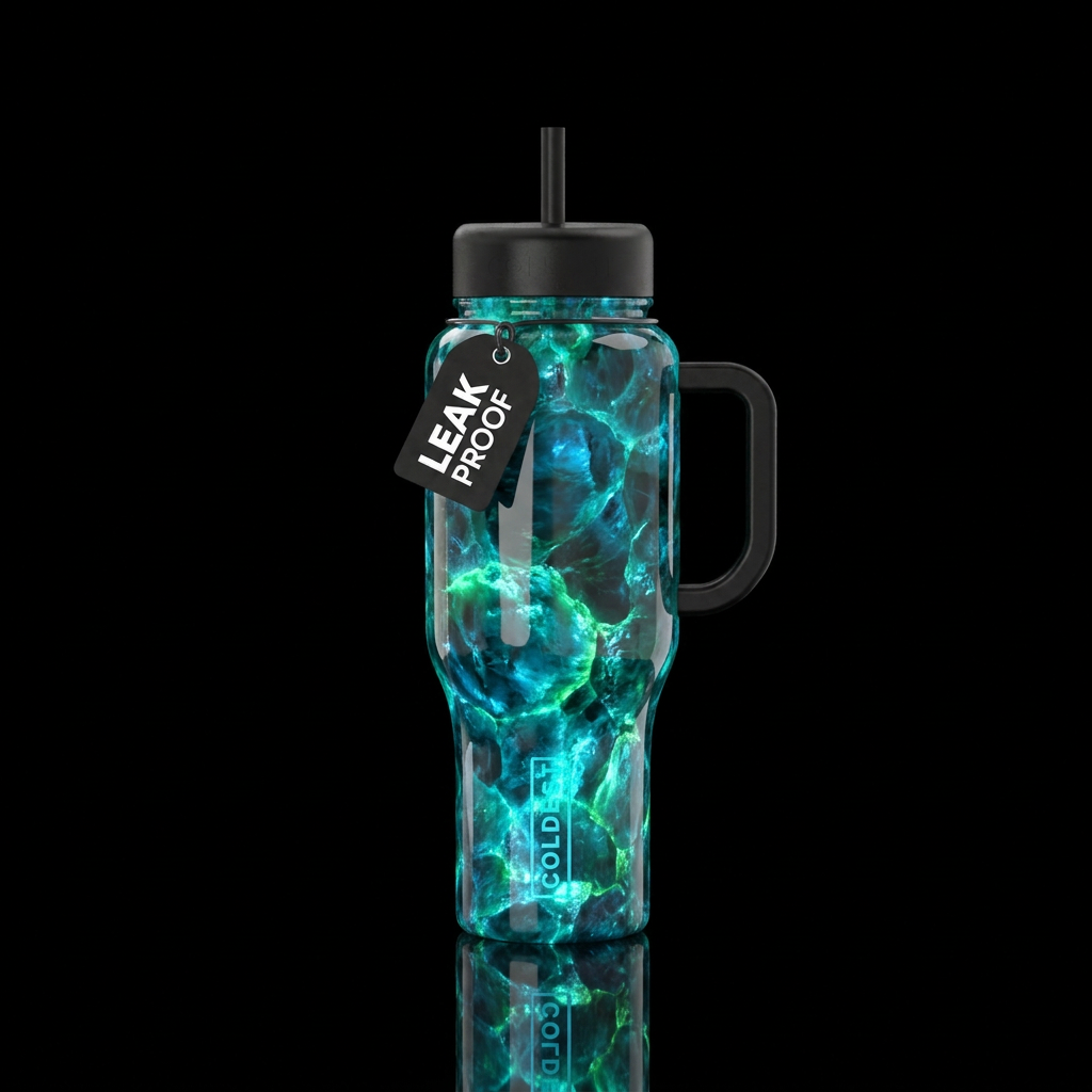 Liquid apatite, glossy, glowie, trompe-l'œil, beau... water bottle design
