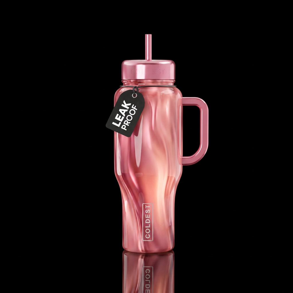 Liquid morganite, glossy, glowie, trompe-l'œil, be... water bottle design