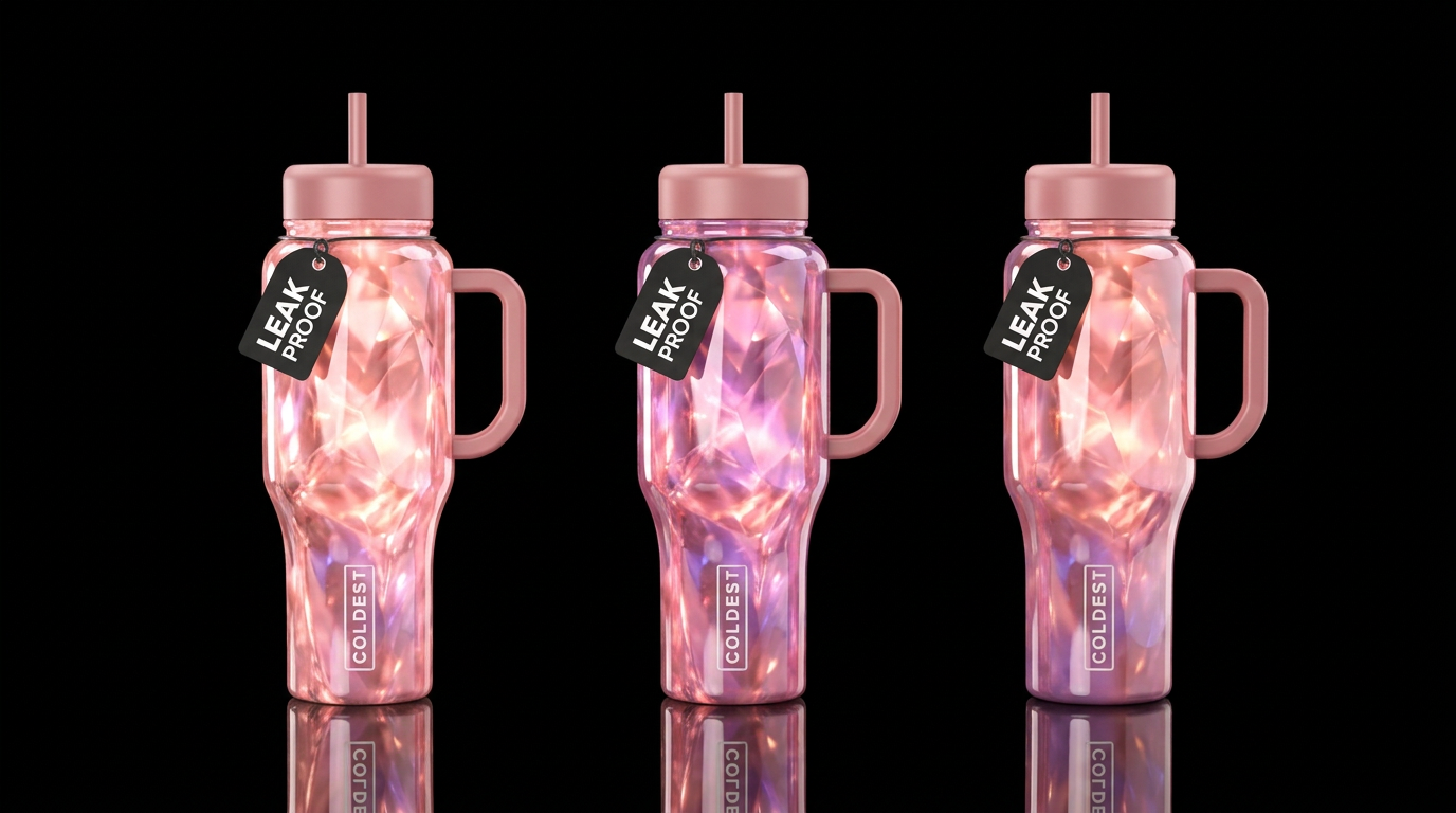 Liquid morganite, glossy, glowie, trompe-l'œil, be... water bottle design