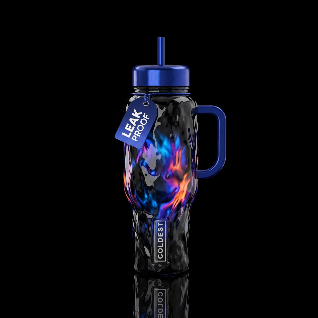 Liquid spinel, glossy, glowie, trompe-l'œil, beaut... water bottle design