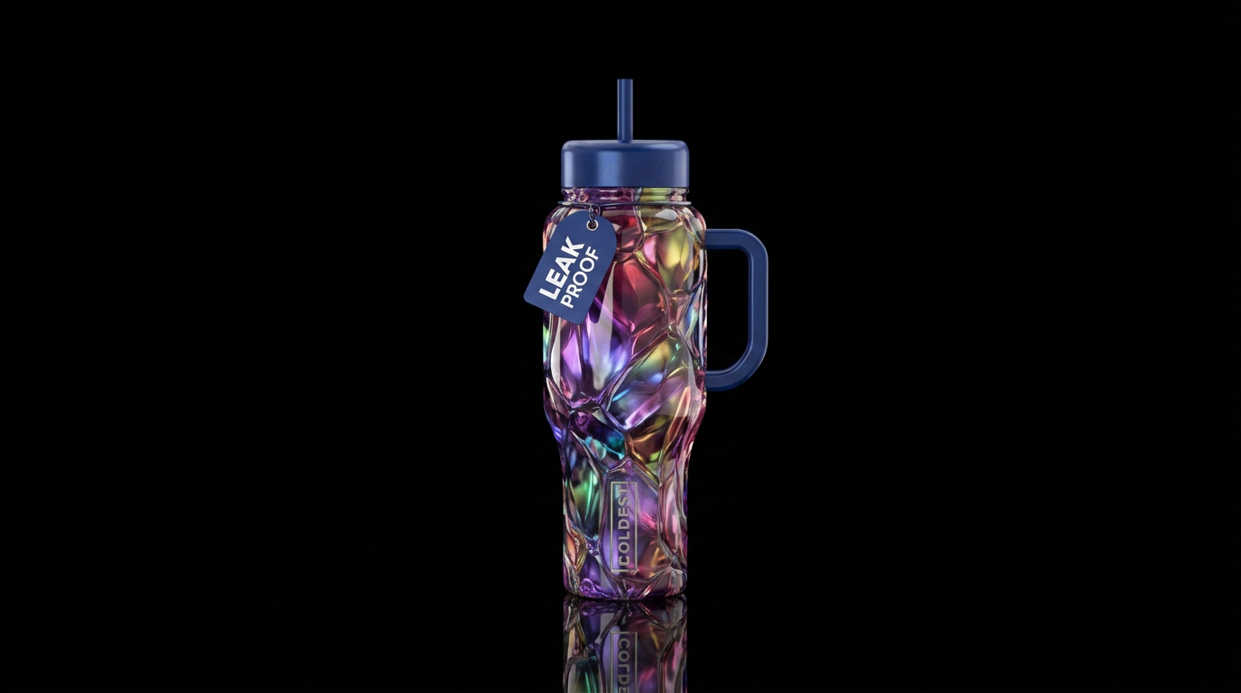 Liquid spinel, glossy, glowie, trompe-l'œil, beaut... water bottle design