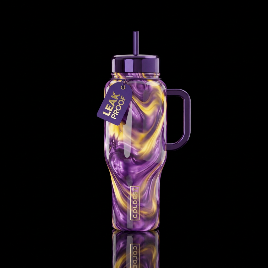 Liquid amitrine, glossy, glowie, trompe-l'œil, bea... water bottle design