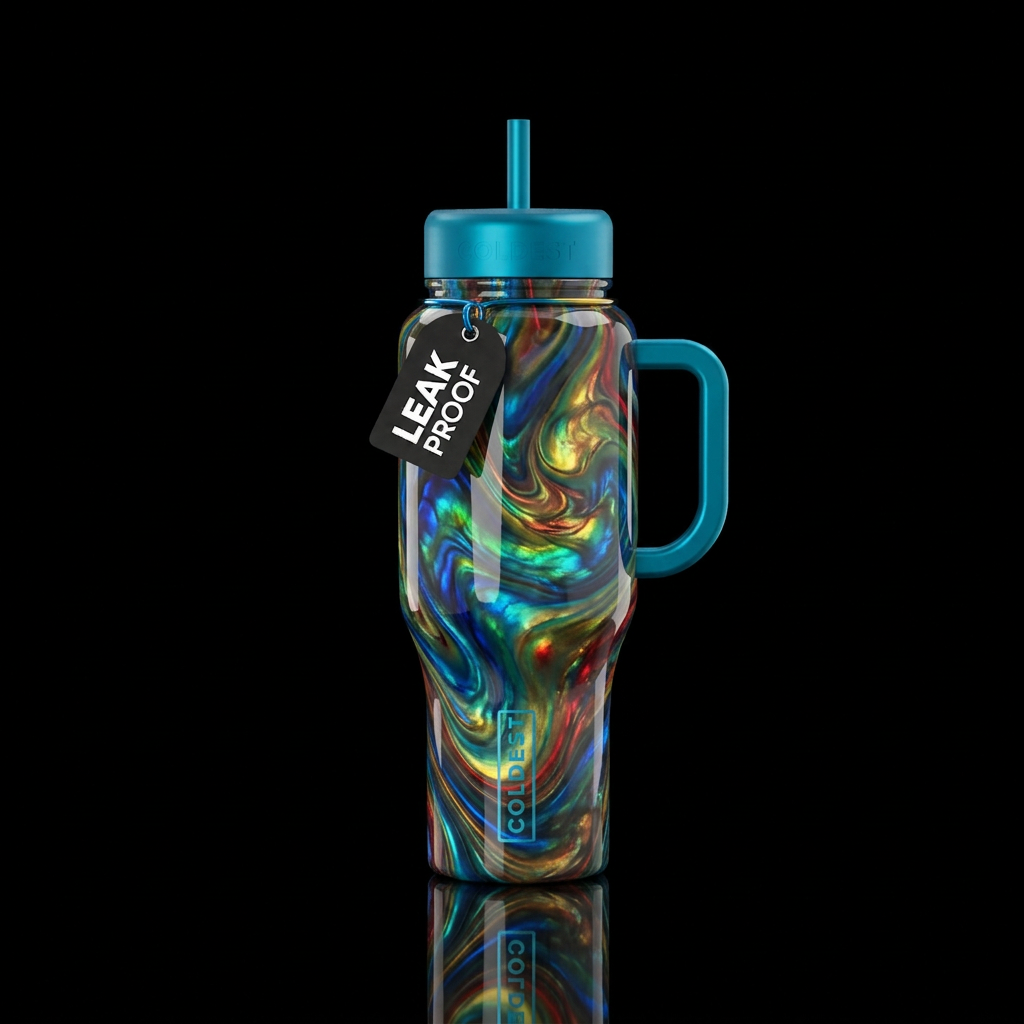 Liquid amolite, glossy, glowie, trompe-l'œil, beau... water bottle design