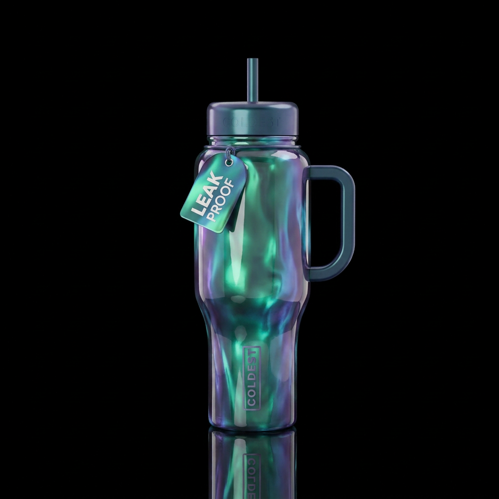 Liquid alexandrite, glossy, glowie, trompe-l'œil, ... water bottle design