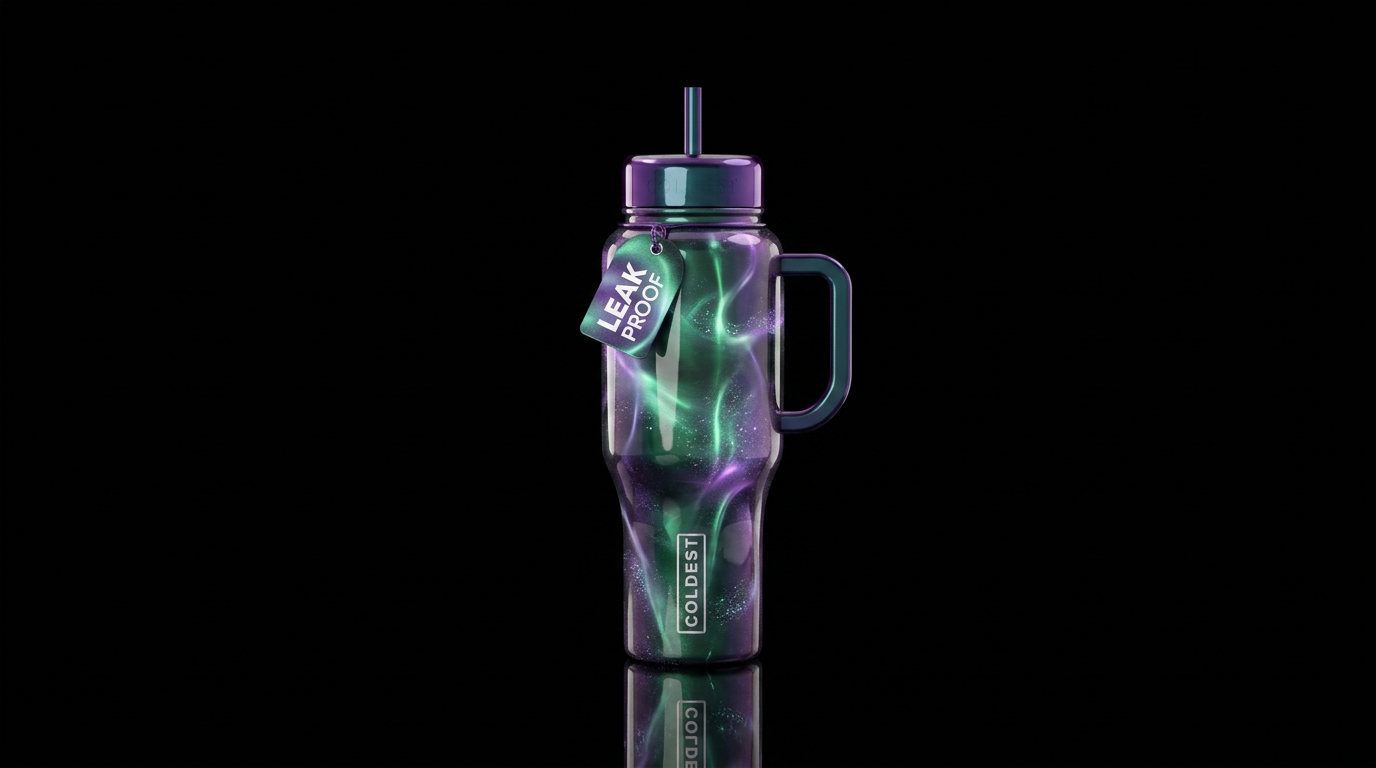 Liquid alexandrite, glossy, glowie, trompe-l'œil, ... water bottle design