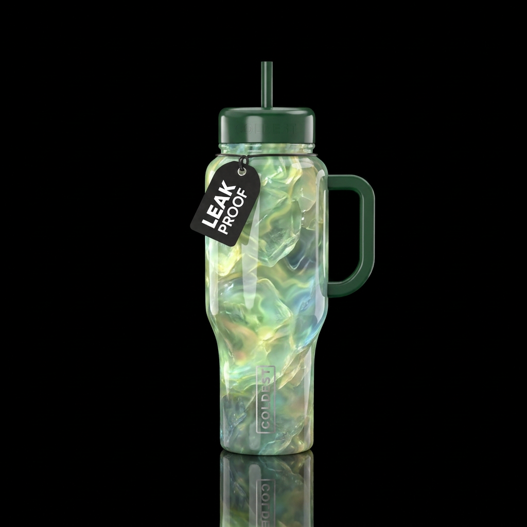 Liquid prehinite, glossy, glowie, trompe-l'œil, be... water bottle design