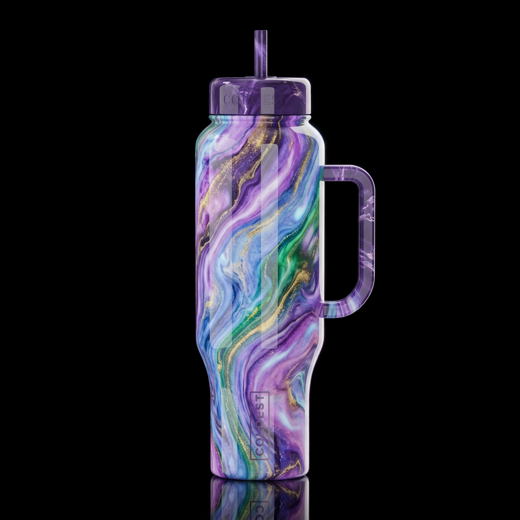 Marble whimsy,glossy, glowie, trompe-l'œil, beauti... water bottle design