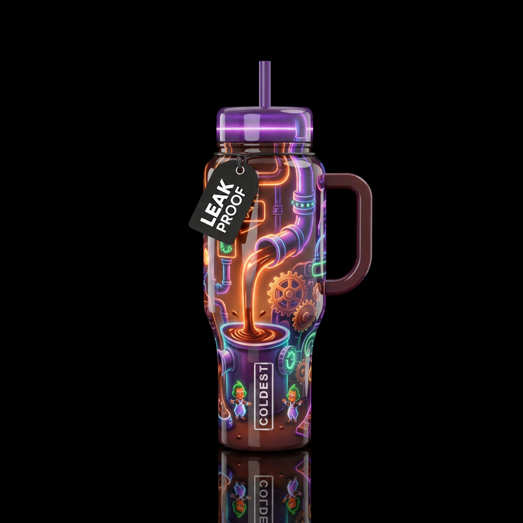 Choco factory, glossy, glowie,trompe-l'œil, beauti... water bottle design