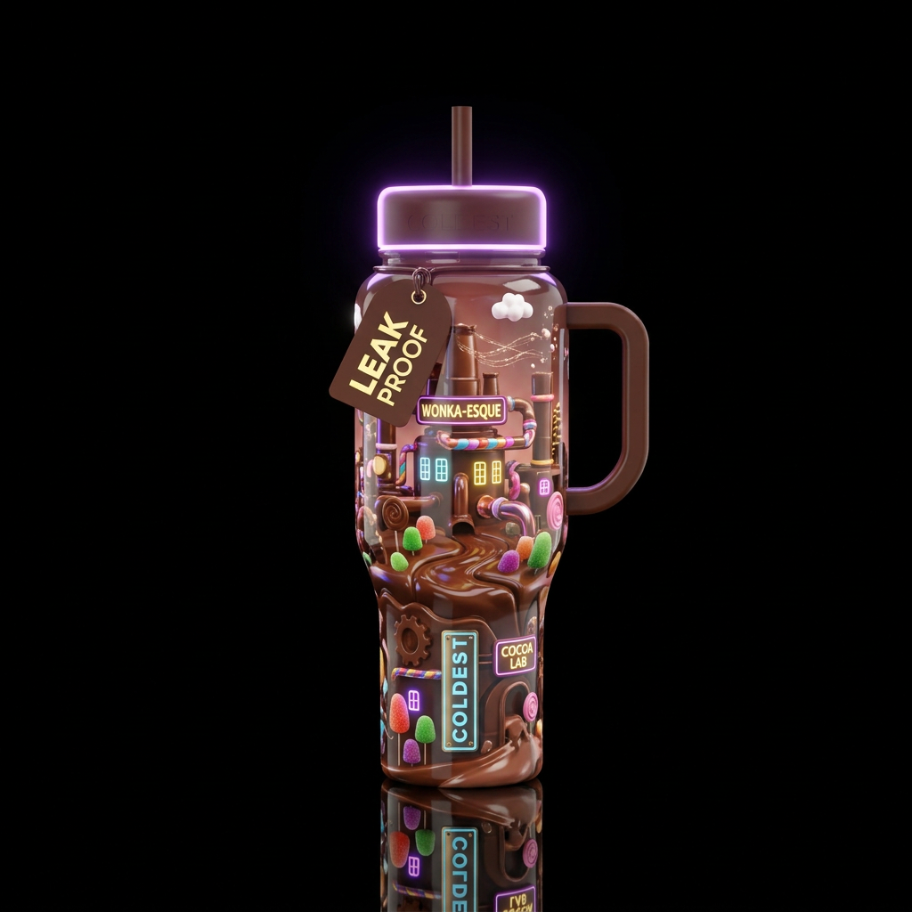 Choco factory, glossy, glowie,trompe-l'œil, beauti... water bottle design