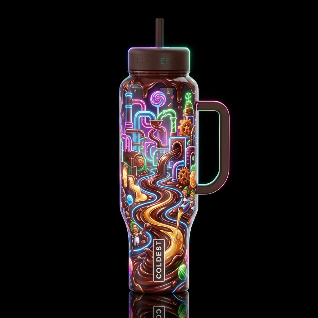 Choco factory, glossy, glowie,trompe-l'œil, beauti... water bottle design