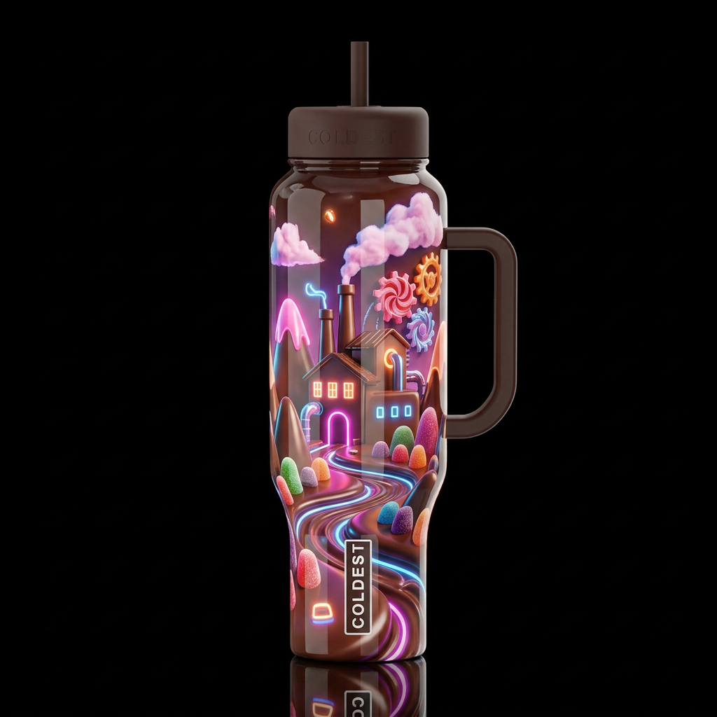 Choco factory, glossy, glowie,trompe-l'œil, beauti... water bottle design