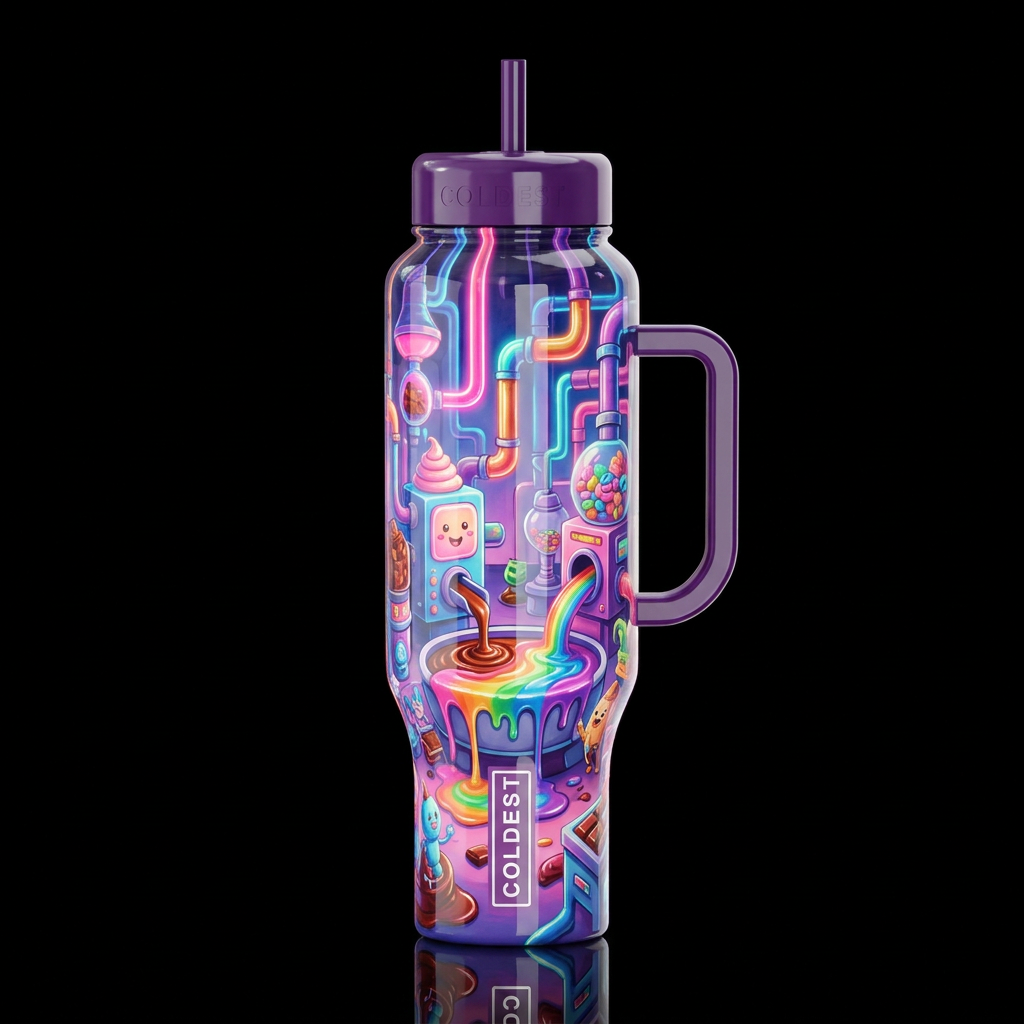 Choco factory, glossy, glowie,trompe-l'œil, beauti... water bottle design