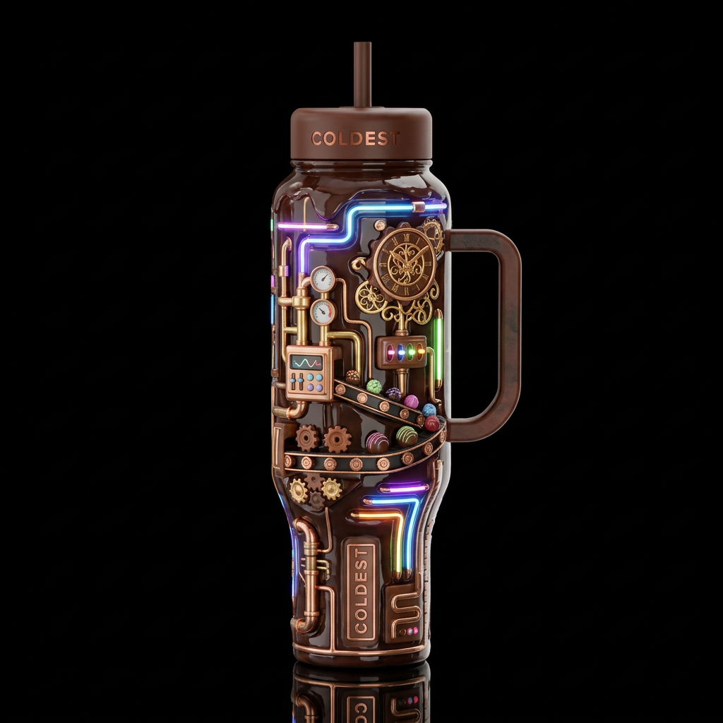 Choco factory, glossy, glowie,trompe-l'œil, beauti... water bottle design