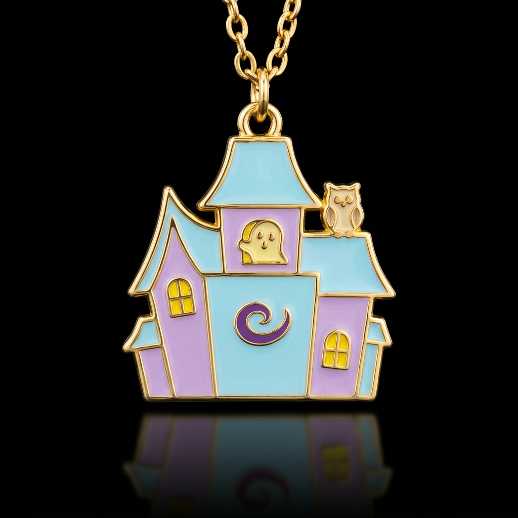 Cute haunted house water bottle design