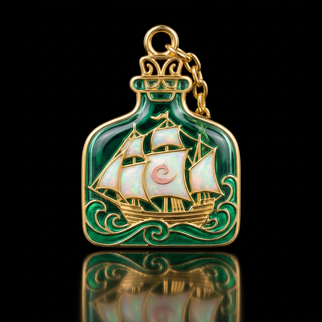 Emerald ship water bottle design