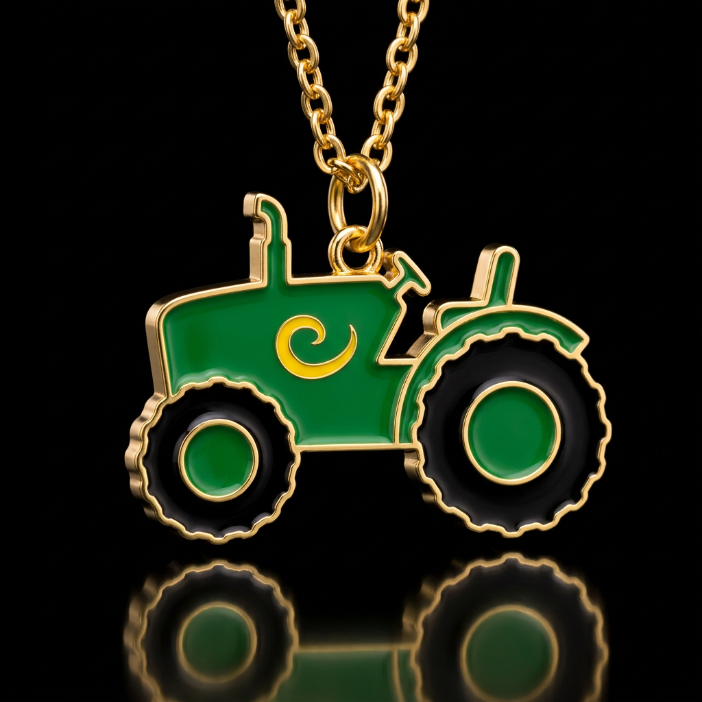 Green tractor water bottle design