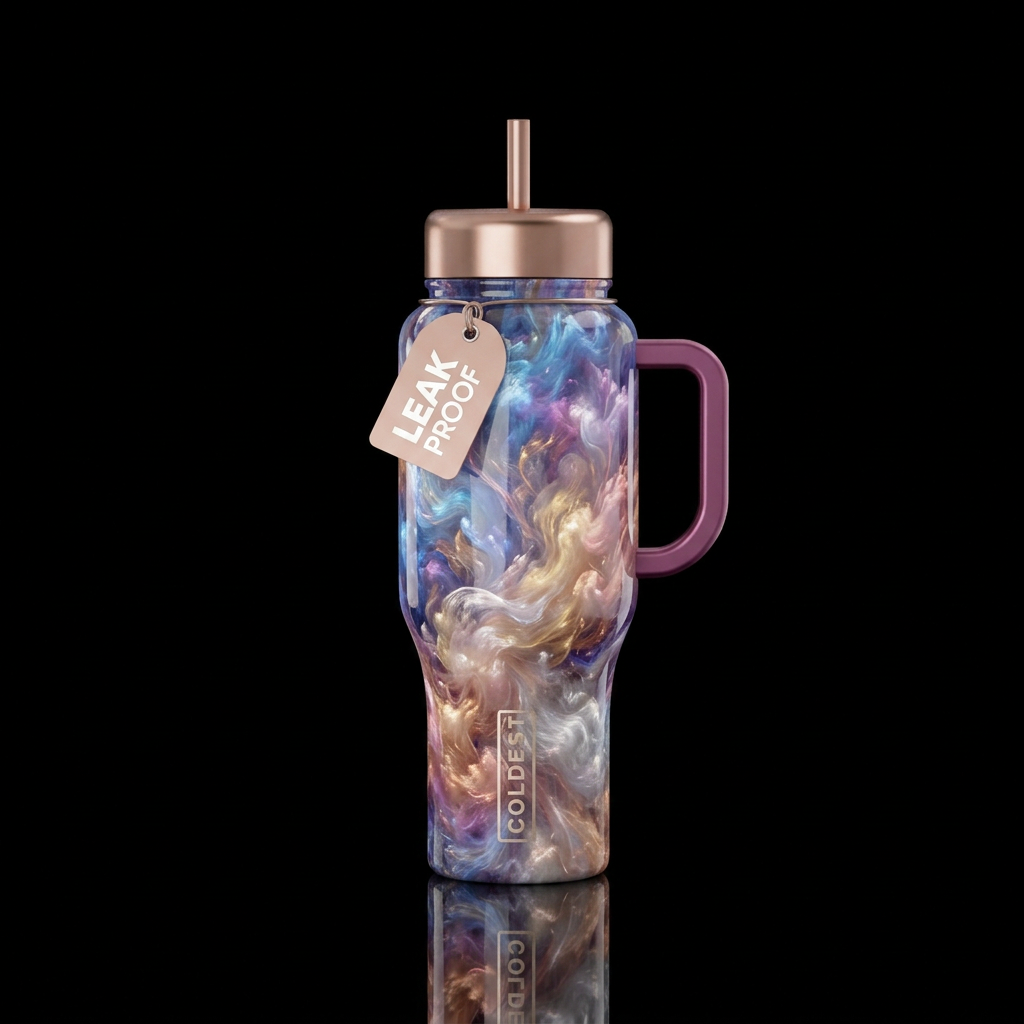 Blue purple gold pink champagne copper silver glow... water bottle design