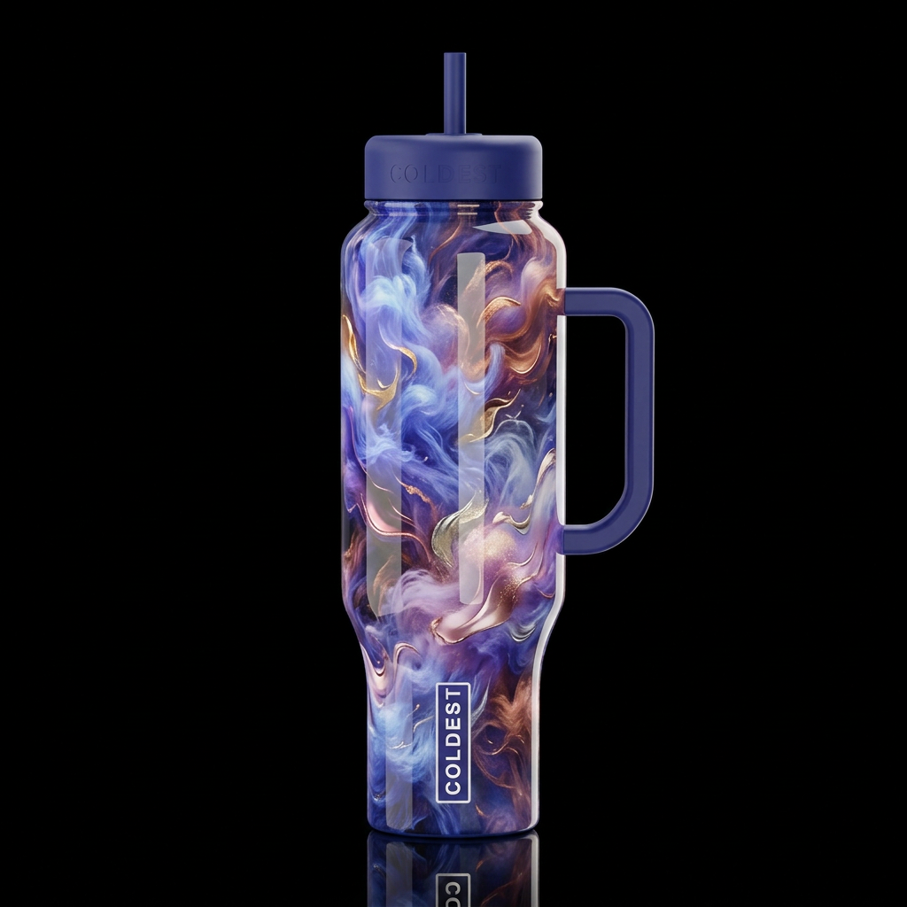 Blue purple tanzanite gold pink champagne copper s... water bottle design