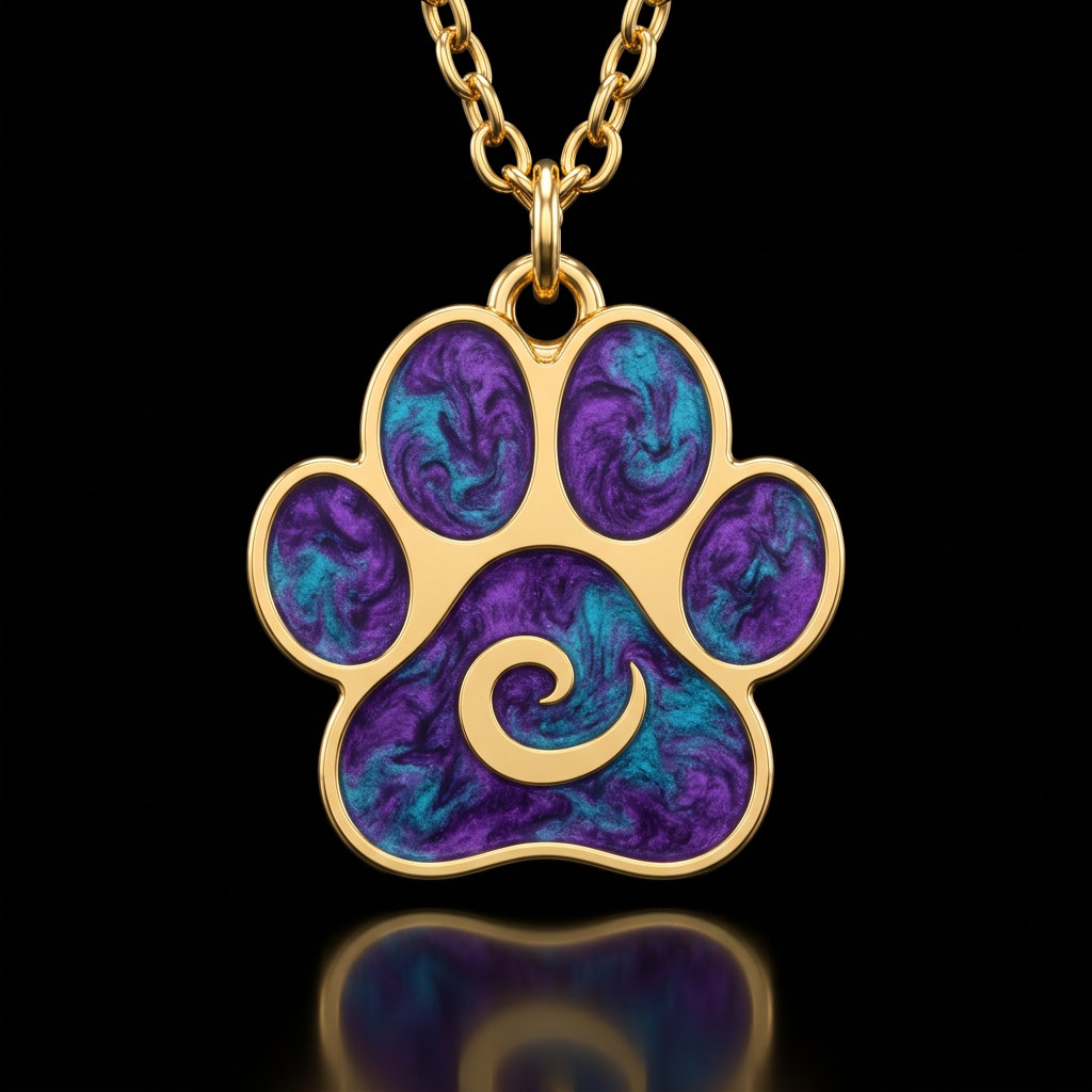 Paw print blue purple water bottle design