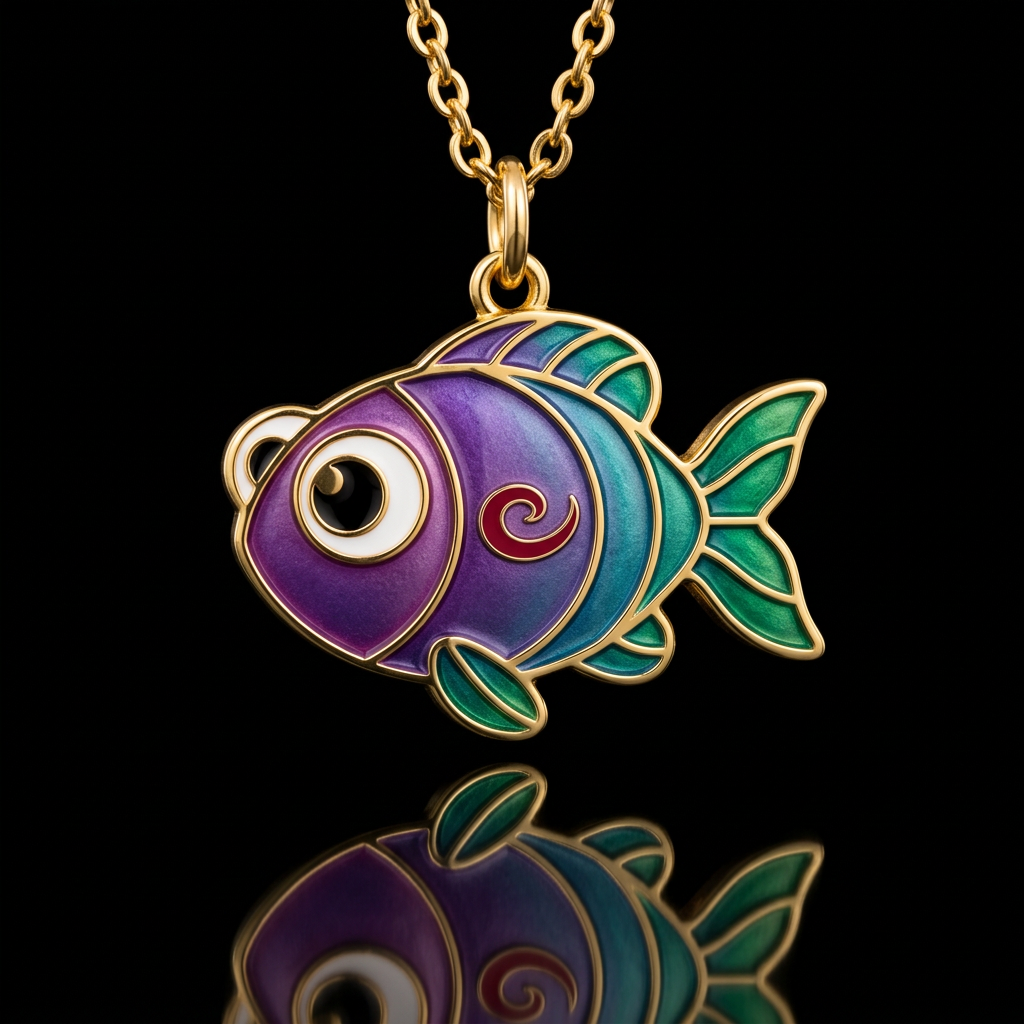 Purple green fish water bottle design