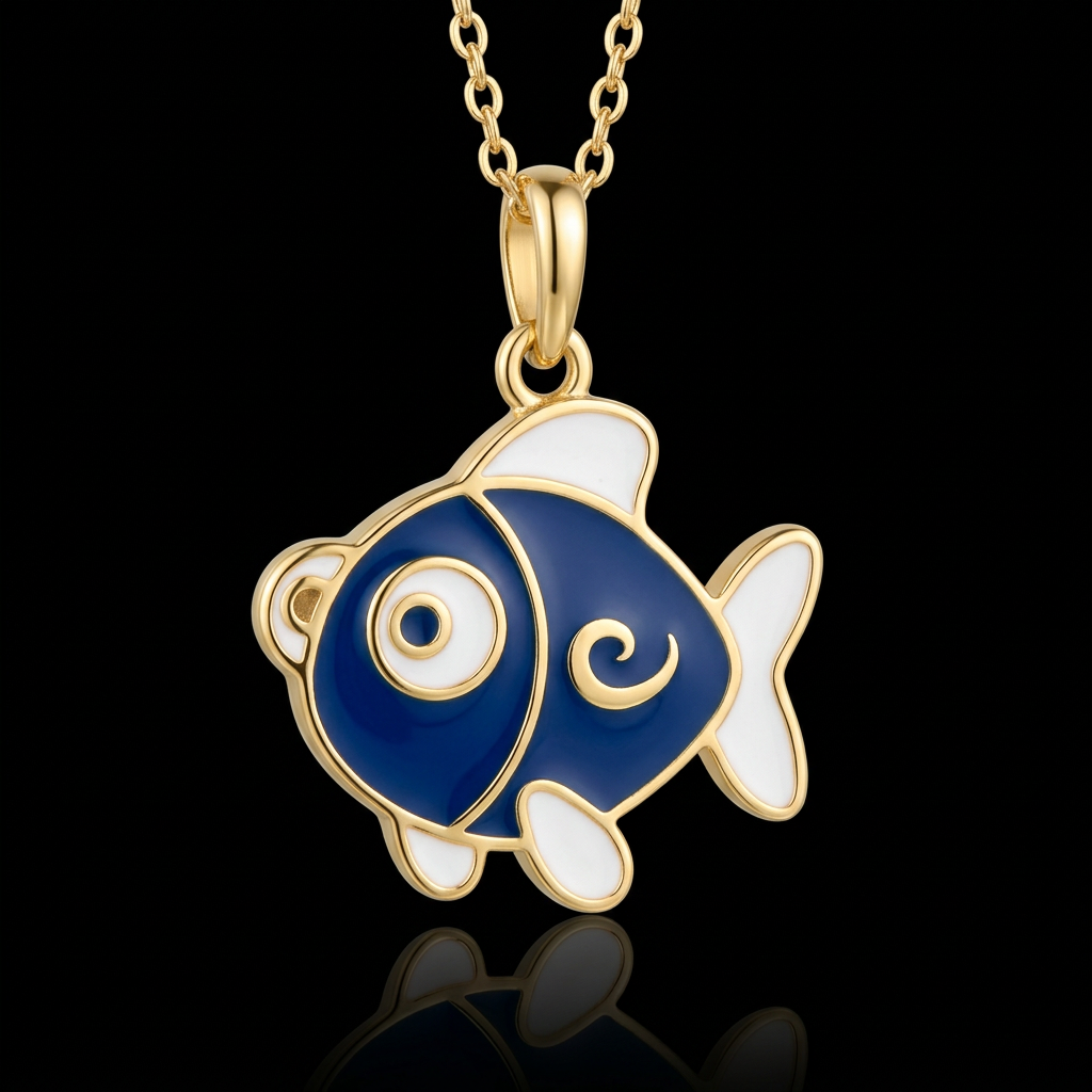 Blue white fin fish water bottle design
