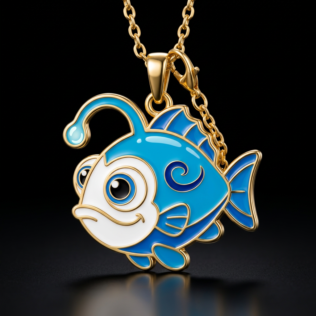 Blue angler fish water bottle design