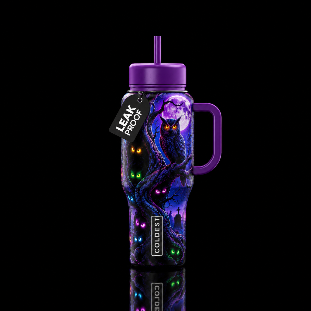 Haunted cemetery water bottle design
