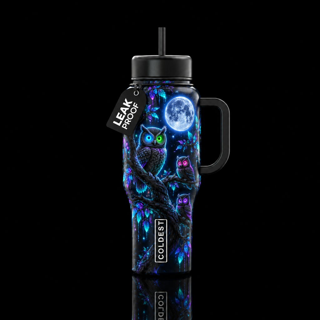 Hootie glow water bottle design