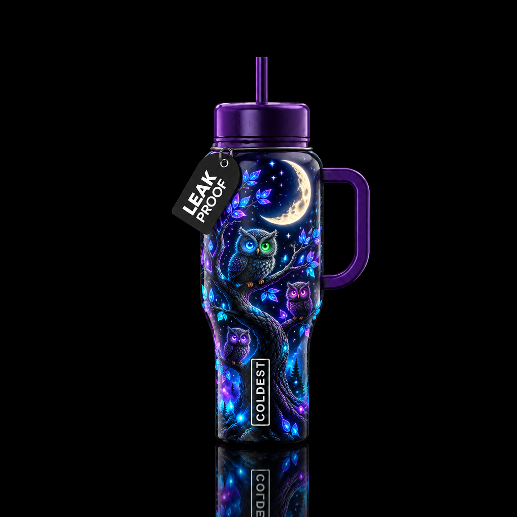 Hoot n glow crescent water bottle design