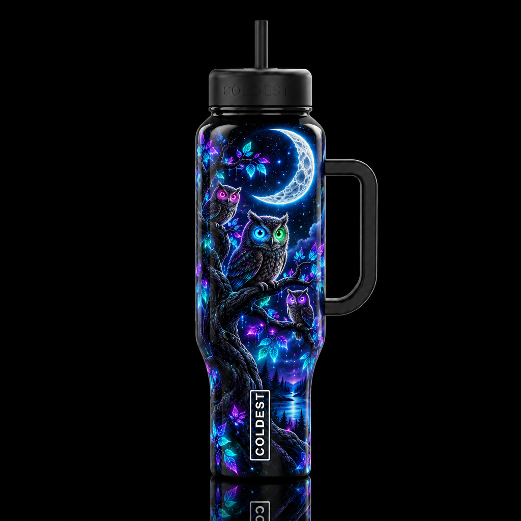 Hoot n Glow Crecent with river water bottle design