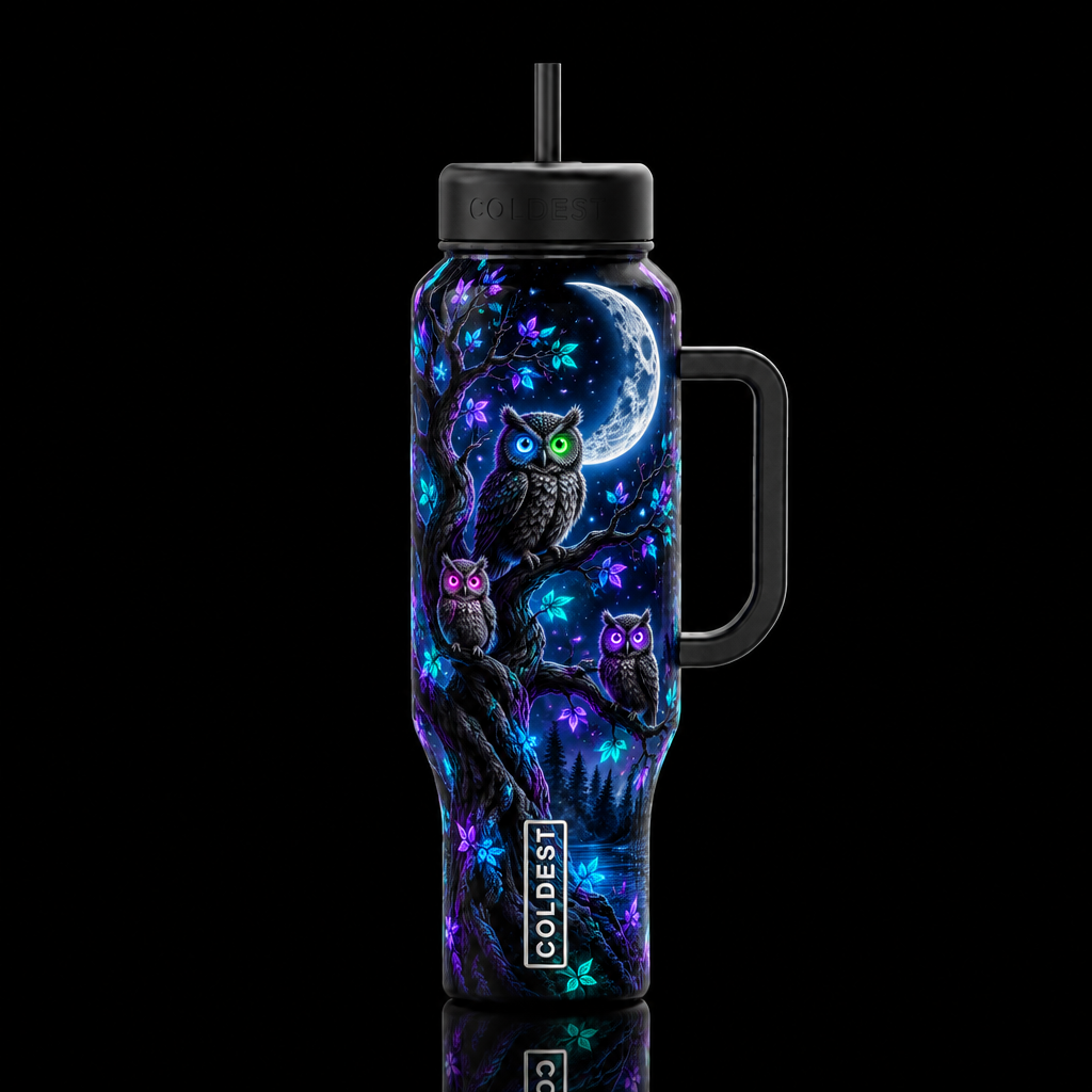 Hoot n glow water bottle design