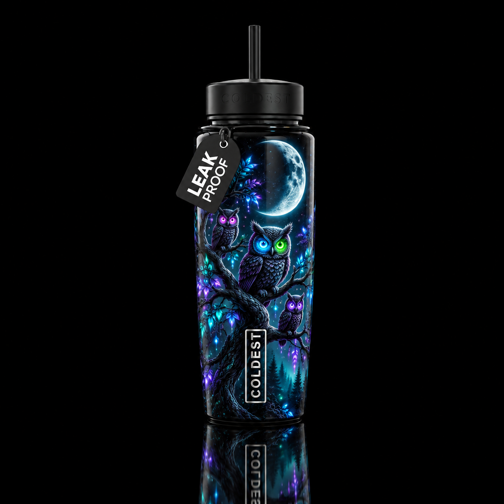 Glow hoot n glow water bottle design