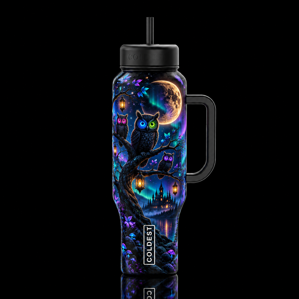 Textured hoot n glow with larger castle water bottle design