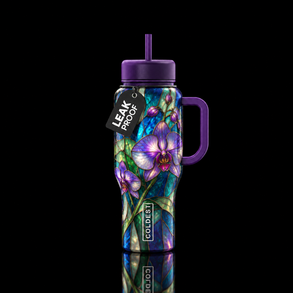 Orchids water bottle design
