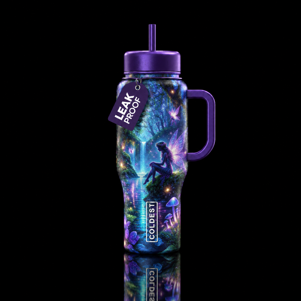 Enchanted fey realm water bottle design