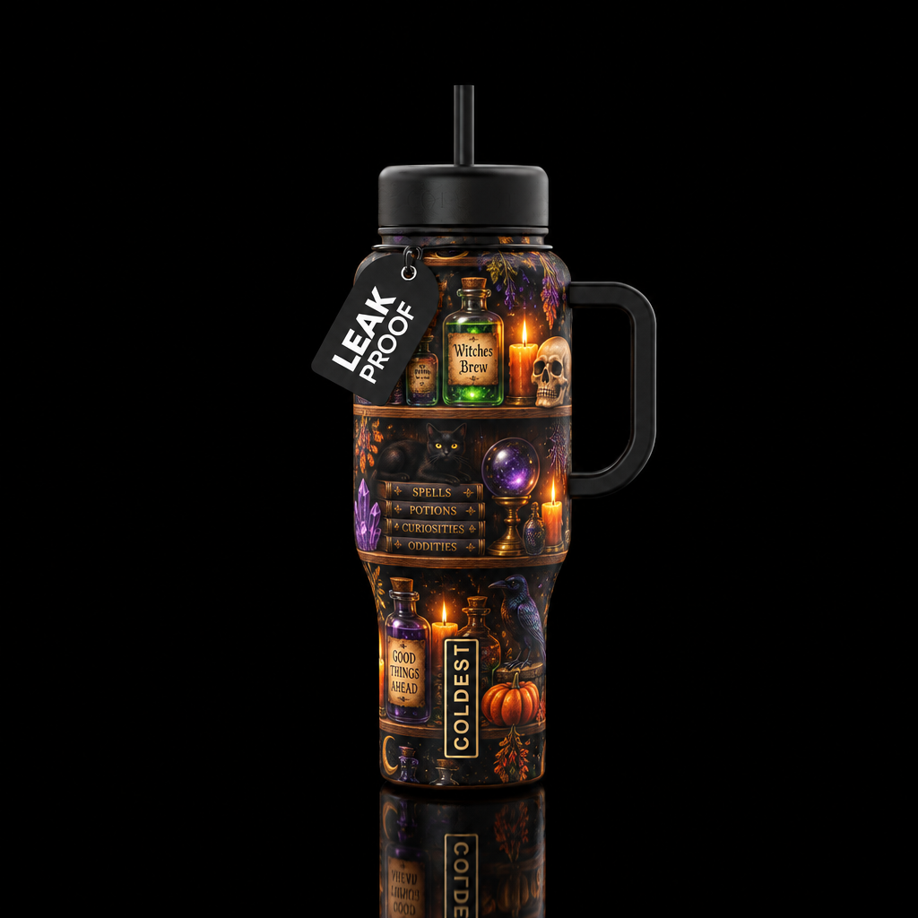 Witches cupboard water bottle design