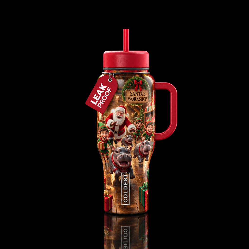 Run baby hippos water bottle design